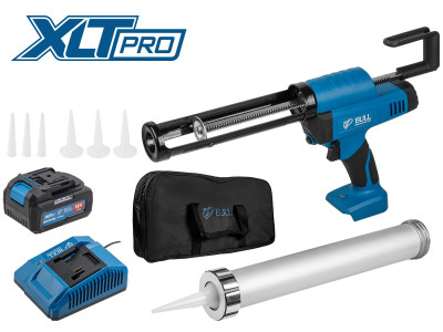 Аккум. пистолет для герметика BULL CG 1860 SET(1х4), сумка, 300/600 мл, 2500 Н, 8,3 мм/с, рег. скор.