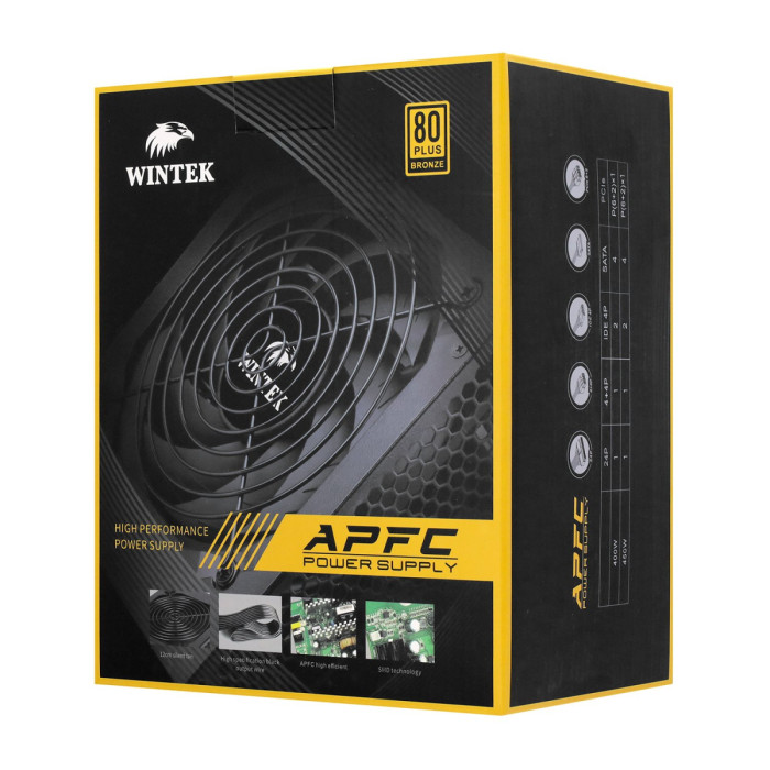 Power supply ATX Wintek WT-450, 450W, 80 Plus Bronze , black