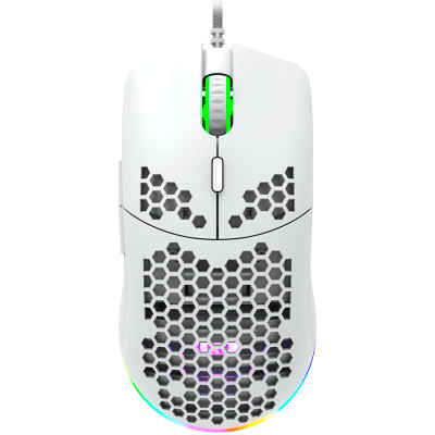 CANYON Puncher GM-11, Gaming Mouse with 7 programmable buttons, Pixart 3519 optical sensor, 4 levels of DPI and up to 4200, 5 million times key life, 1.65m Ultraweave cable, UPE feet and colorful RGB lights, White, size:128.5x67x37.5mm, 105g