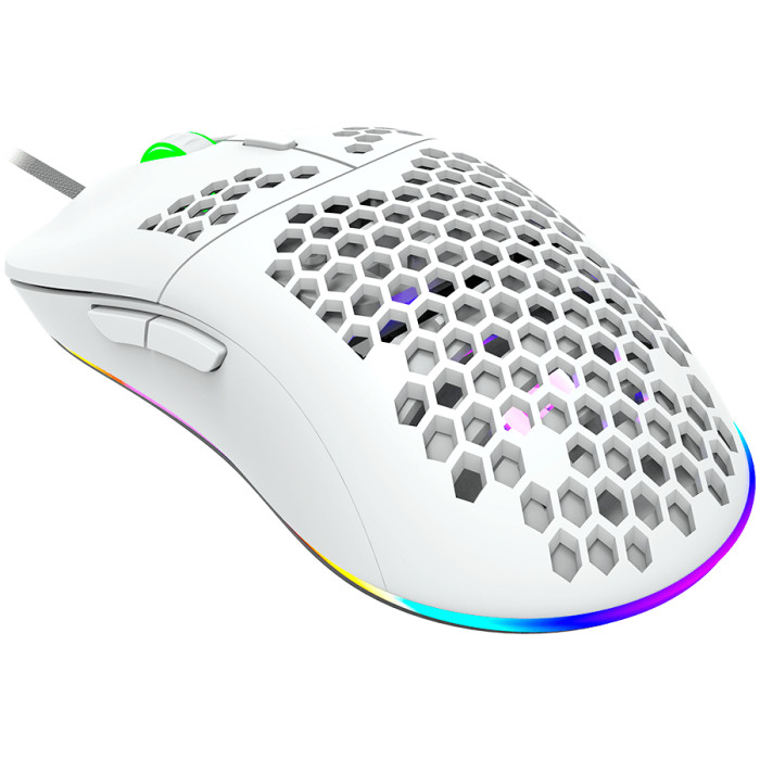 CANYON Puncher GM-11, Gaming Mouse with 7 programmable buttons, Pixart 3519 optical sensor, 4 levels of DPI and up to 4200, 5 million times key life, 1.65m Ultraweave cable, UPE feet and colorful RGB lights, White, size:128.5x67x37.5mm, 105g
