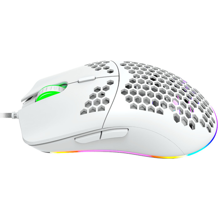 CANYON Puncher GM-11, Gaming Mouse with 7 programmable buttons, Pixart 3519 optical sensor, 4 levels of DPI and up to 4200, 5 million times key life, 1.65m Ultraweave cable, UPE feet and colorful RGB lights, White, size:128.5x67x37.5mm, 105g