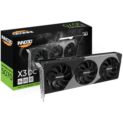 INNO3D NVIDIA RTX 5070 X3 OC 12GB GDDR7 192bit, 2542MHz / 28Gbps, 3x DP, 1x HDMI, 3 fans 2 slot