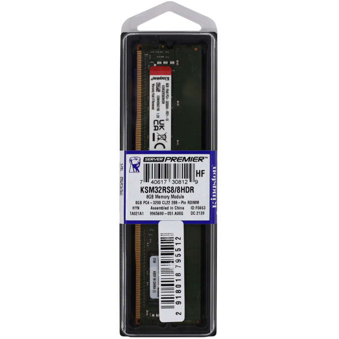DIMM ECC DDR4  8 GB <3200MHz> Kingston, KSM32RS8/8HDR, Registered, CL22, 10 chip, box