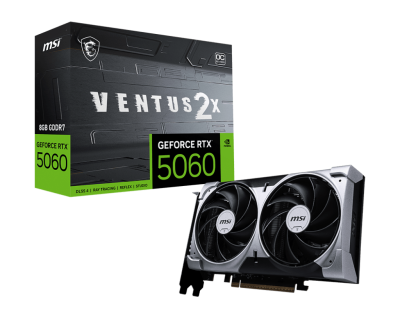 Видеокарта MSI GeForce RTX 5060 8G VENTUS 2X OC, 8G GDDR7 128bit 1xHDMI 3xDP G5060-8V2C