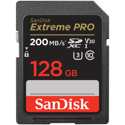 SanDisk Extreme PRO 128GB SDXC Memory Card + 2 years RescuePRO Deluxe up to 200MB/s &amp; 90MB/s Read/Write speeds, UHS-I, Class 10, U3, V30