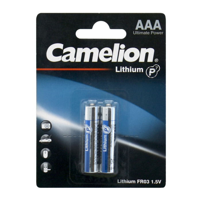 Батарейки Camelion AAA (FR03-BP2), Lithium, комплект - 2 штуки