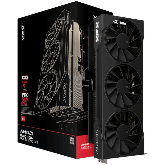 XFX Swift AMD Radeon RX 9070XT Triple fan Gaming Edition with 16GB GDDR6 HDMI 3xDP, AMD RDNA 4