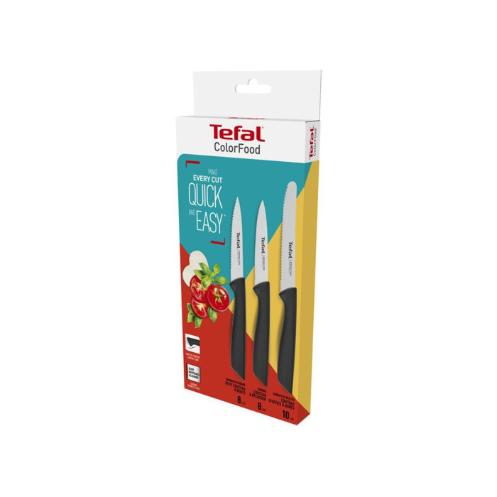 Набор ножей, Tefal, Colourfood K2733S04, 3 шт, Назначение для нарезки овощей и фруктов, универсальный, Материал лезвия нержавеющая сталь