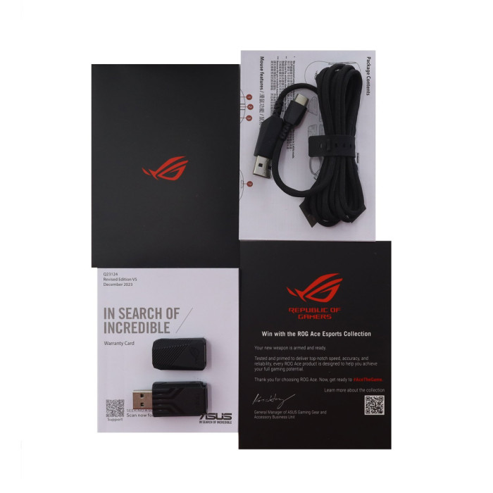 Mouse ASUS P714 ROG KERIS II WL ACE, Wireless, BT 5.0/2.4GHz, Optical 42000 dpi, USB, black