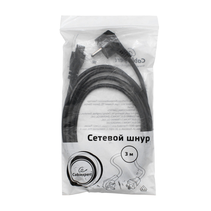 Cable power, Cablexpert PC-186-ML12-3M, Schuko - C5 (ноутбук), 3 pin, 3м,  black