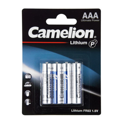Батарейки Camelion AAA (FR03-BP4), Lithium, комплект - 4 штуки
