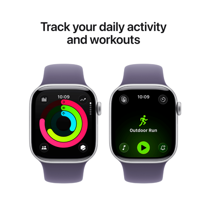 Apple Watch Series 11 GPS 42mm Silver Aluminium Case with Purple Fog Sport Band - M/L,Model A3331