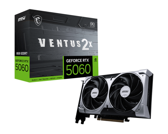 Видеокарта MSI GeForce RTX 5060 8G VENTUS 2X, 8G GDDR7 128bit 1xHDMI 3xDP G5060-8V2C