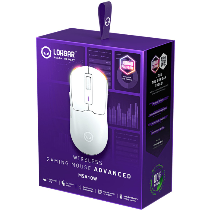 LORGAR MSA10W, Wireless Gaming Mouse Advanced, white