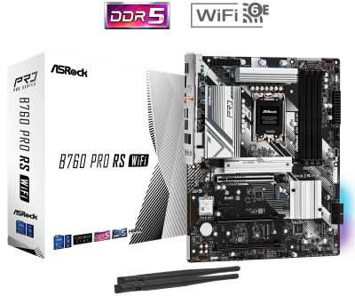 Материнская плата ASRock B760 PRO RS WIFI LGA1700 4xDDR5 4xSATA RAID 2xM.2 HDMI DP eDP ATX