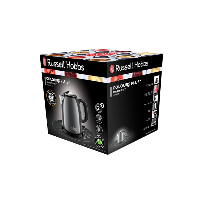 Чайник электрический, Russell Hobbs, 24993-70, Объем 1л, Нержавеющая сталь, Защита от перегрева, Выключение при снятии с базы, Мощность 2400W, Серый