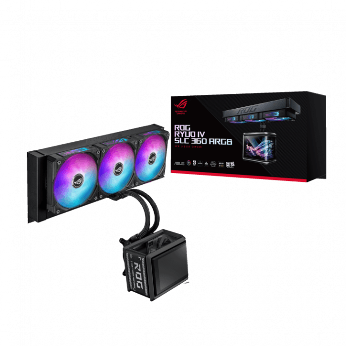 СЖО ASUS ROG Ryuo IV SLC 360 ARGB, movable curved 6.67-inch AMOLED display, 3xARGB FAN, AM5, 1700, 1851, Black, Retail