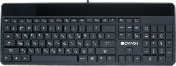 CNS-HKB5RU CANYON клавиатура, цвет - черный, проводная, LED подсветка, soft touch отделка, 104 клавиши, раскладка EN/RU..
