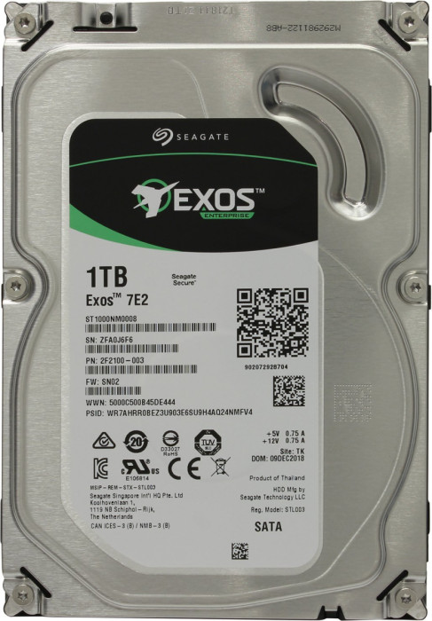 Корпоративный жесткий диск  1Tb Seagate Enterprise EXOS 7E2 ST1000NM0008 SATA3 3.5" 128Mb 7200rpm