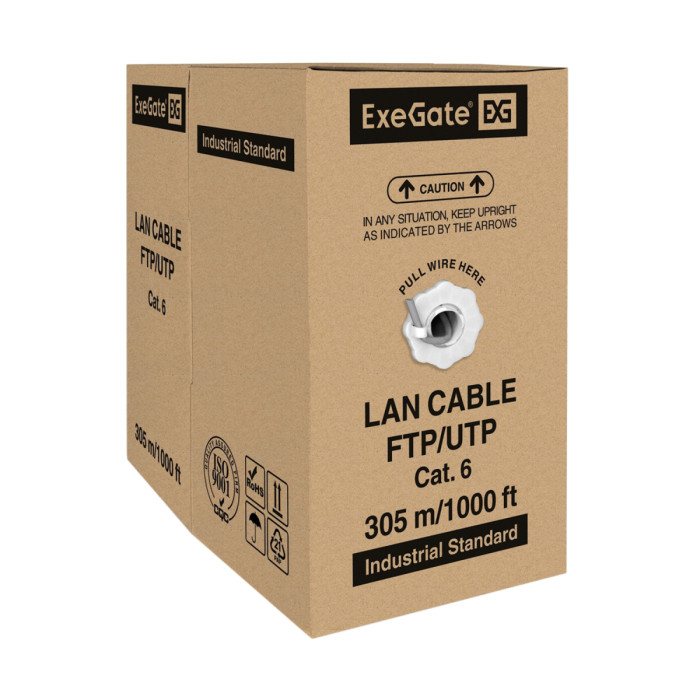Cable UTP, ExeGate UTP4-C6-CCA-S23-IN-PVC-GY-305, бухта (~305м)