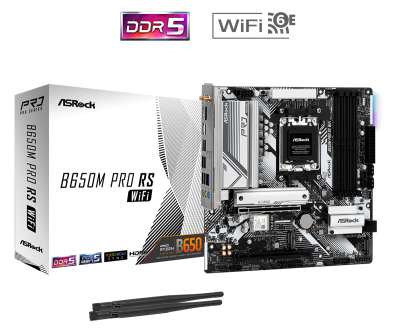 Материнская плата ASRock B650M PRO RS WIFI AM5 4xDDR5 4xSATA3 3xM.2 HDMI DP mATX