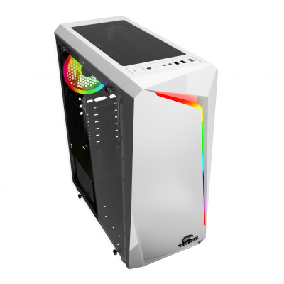 Корпус Wintek Crystal D533-W TG, ATX/Micro ATX, USB 1*3.0/2*2.0, HD+Mic, 0,5mm, 1*12cm fRGB fan, белый