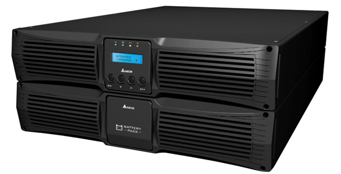 Delta Electronics RT 10kVA, 1:1, 230V, PF unity, default charging current 1.5A, inbuilt 20x9Ah batteries, with MBB