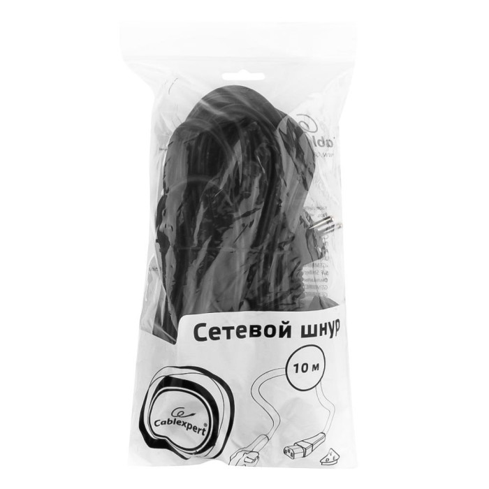 Cable power, Cablexpert PC-186-VDE-10M, Schuko - C13, 10м, black