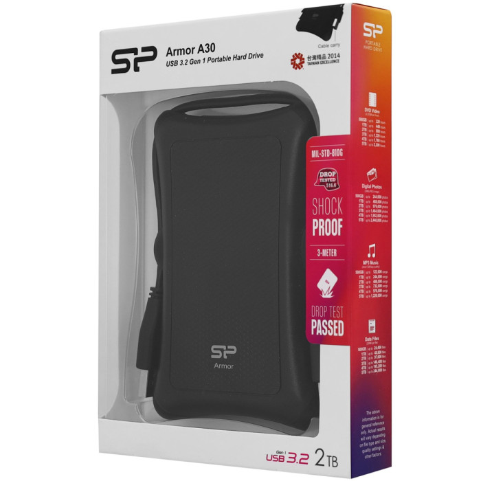 HDD USB 2 TB Silicon Power, A30, SP020TBPHDA30S3A, USB 3.2, black