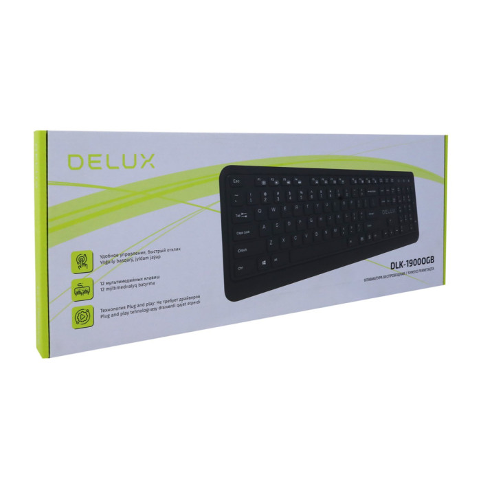 KeyBoard  USB, Delux DLK-1900OGB, ultra slim, multimedia 14 hotkeys, black
