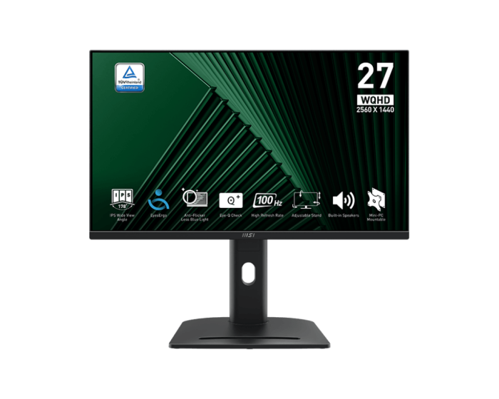 Монитор 27" MSI PRO MP275QPG IPS 2560x1440 100Hz 1ms 300cd/m 1300:1 2xHDMI DP 2x2W Черный