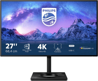 Монитор 27&quot; PHILIPS 279C9 (00/01) IPS 3840x2160 60Hz 5мс 400кдм 1300:1 HDMI DP USB-C Черный