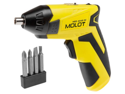 Аккум. шуруповерт MOLOT MBS 4048 Ni в блистере + набор бит 4.8 В, 3 Нм.