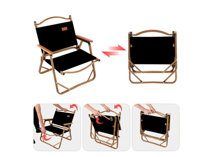 Кресло складное (садовое), черный/дерево, ARIZONE