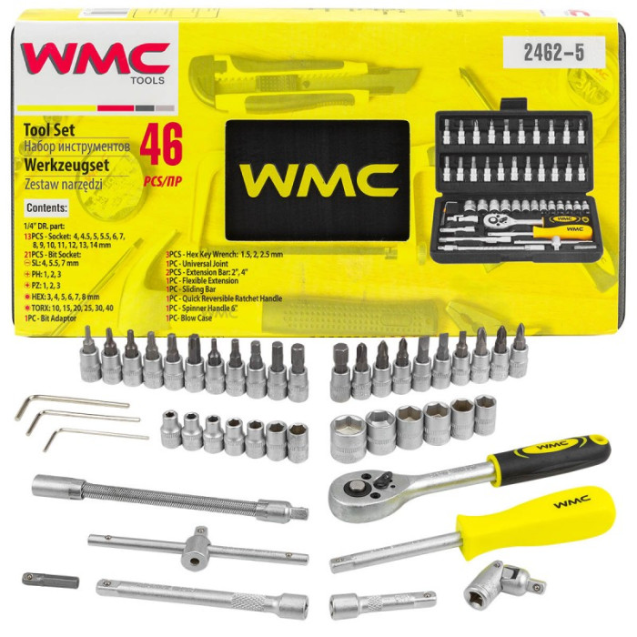 Набор инструментов 46пр. 1/4''(6гр.) (4-14мм) 47789       WMC-2462-5