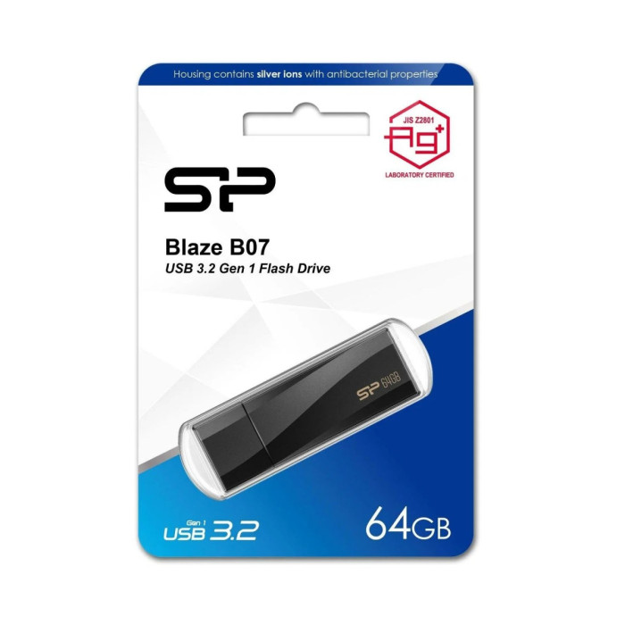 USB flash 128GB Silicon Power, Blaze B07, SP128GBUF3B07V1K, USB 3.2, black