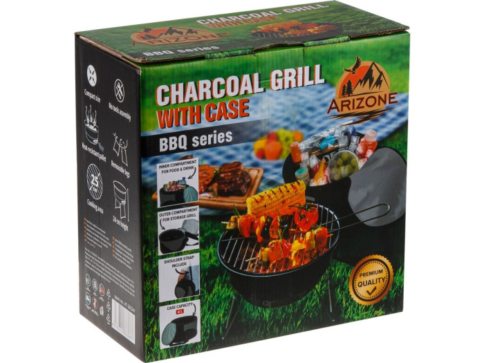 Гриль угольный в чехле, 26.5x24 см, BBQ, ARIZONE