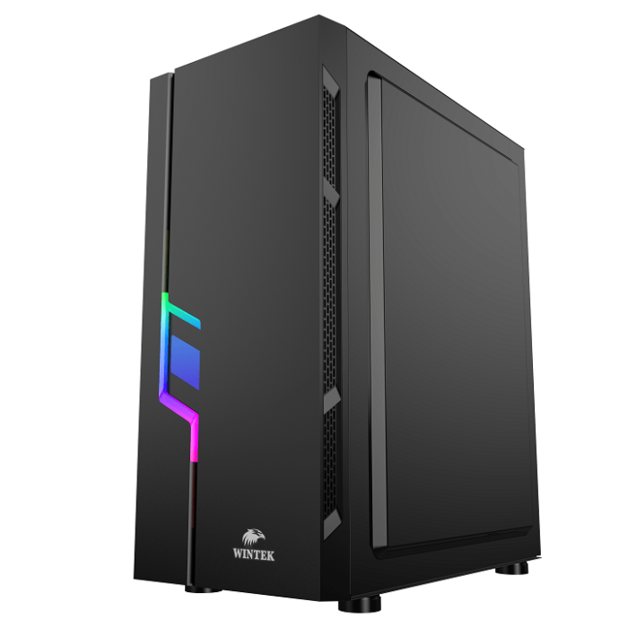 Корпус Wintek Light JX188-7-B TG, ATX/Micro ATX, USB 1*3.0/2*2.0, HD-Audio+Mic, 0,5 mm, 1*12cm fRGB, чёрный