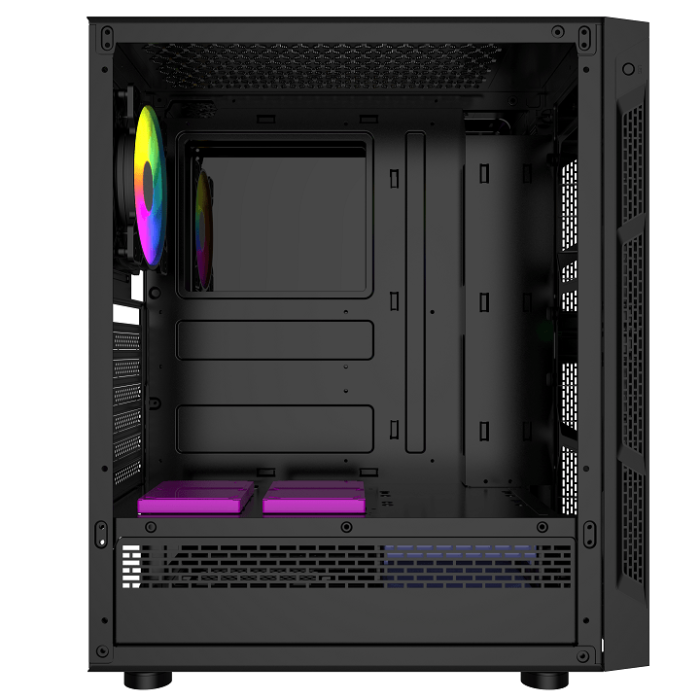 Корпус Wintek Light JX188-7-B TG, ATX/Micro ATX, USB 1*3.0/2*2.0, HD-Audio+Mic, 0,5 mm, 1*12cm fRGB, чёрный