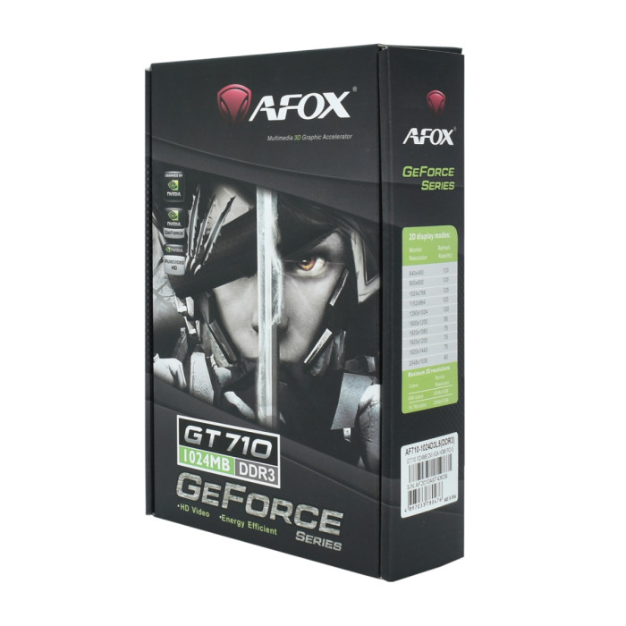 GPU NVIDIA, 1 GB, Afox GT 710 [AF710-1024D3L5], DVI/HDMI/VGA, DDR3/64-bit, +LP
