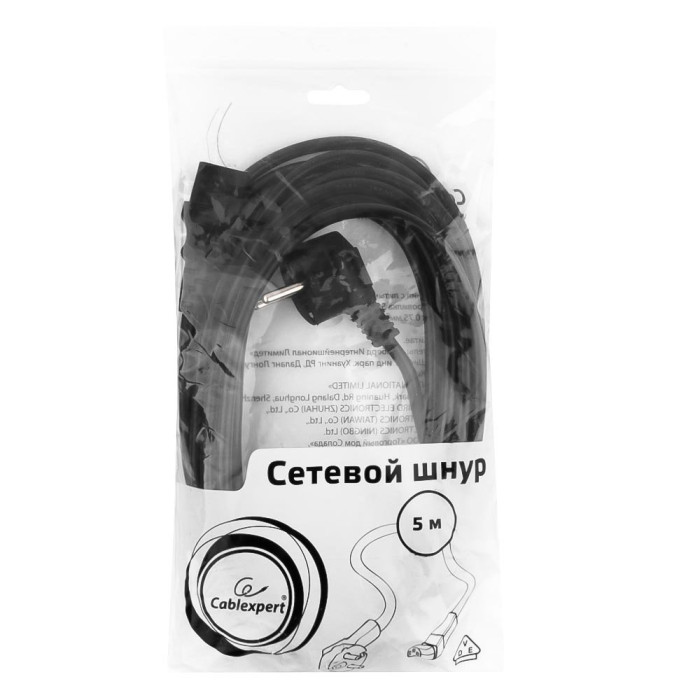 Cable power, Cablexpert PC-186-VDE-5M, Schuko - C13, 5м, black