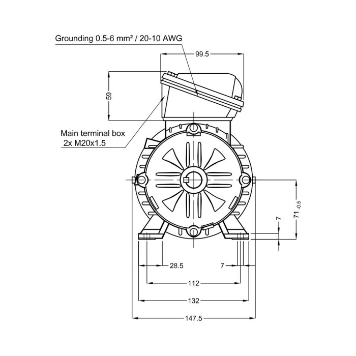 Асинхронный электродвигатель WEG 16255791 WGOST-71 0.37 кВт 2P B3T 220/380 В 50 Гц