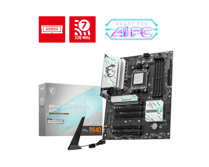 Материнская плата MSI B840 GAMING PLUS WIFI AM5 4xDDR5 4xSATA3 RAID 2xM.2 1xHDMI 1xType-C ATX
