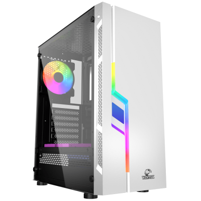 Корпус Wintek Light JX188-7-W TG, ATX/Micro ATX, USB 1*3.0/2*2.0, HD-Audio+Mic, 0,5 mm, 1*12cm fRGB, белый