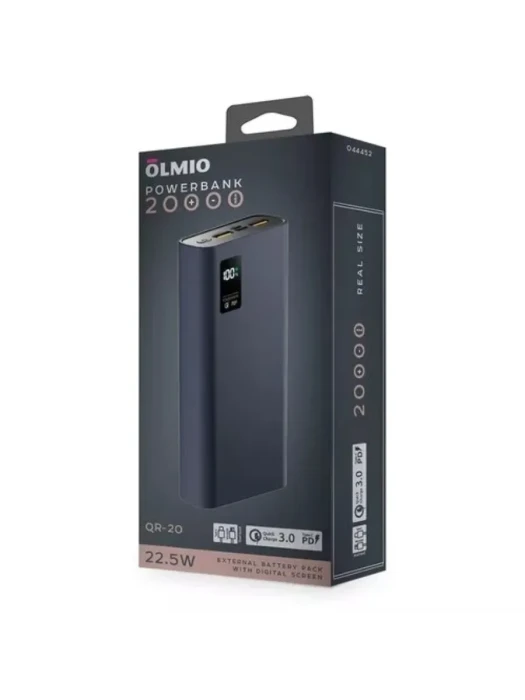 Зарядное устройство Power bank Olmio QR-20 20000mAh QuickCharge3.0 серый