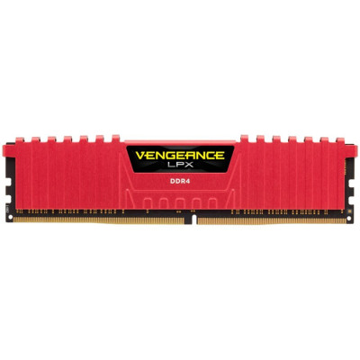 Corsair DDR4, 2666MHz 8GB 1x8GB DIMM, Unbuffered, 16-18-18-35, XMP 2.0, Vengeance LPX red Heatspreader, Black PCB, 1.2V, for SKL