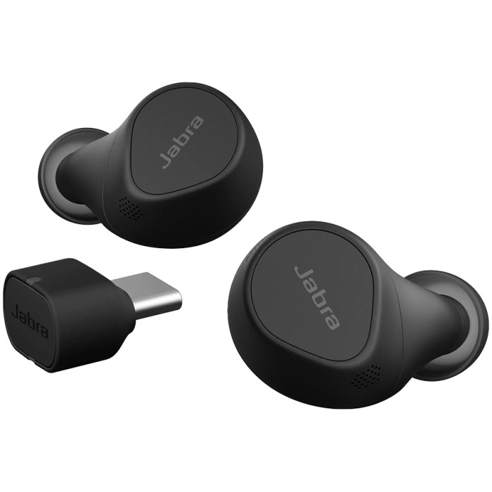 JABRA EVOLVE2 Buds MS, Cradle USB-C MS, Link 380 BT adapter USB-C MS, 30  cm USB-C to USB-A cable, Ear gels, USB-A to USB-C adapter, warranty