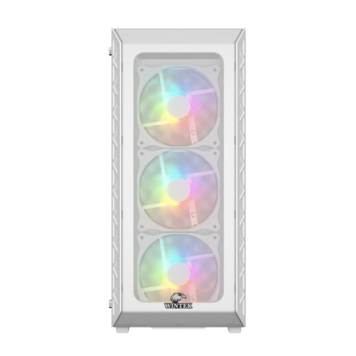 Корпус Wintek Mars PS195-6-M-W TG, ATX/Micro ATX, USB 1*3.0/2*2.0, 0,45mm, 4*12cm ARGB fan (контроллер + пульт д/у в комплекте), белый