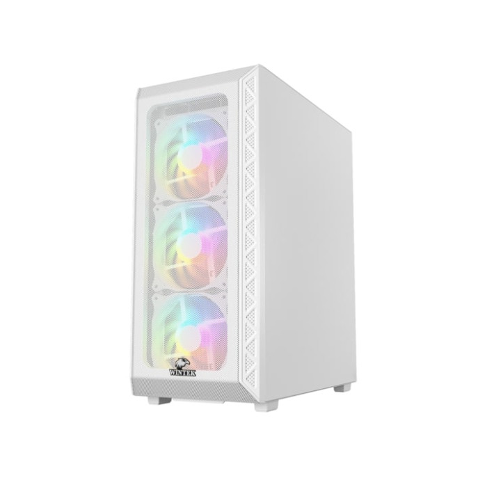 Корпус Wintek Mars PS195-6-M-W TG, ATX/Micro ATX, USB 1*3.0/2*2.0, 0,45mm, 4*12cm ARGB fan (контроллер + пульт д/у в комплекте), белый