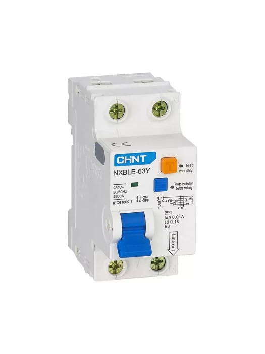 Дифференциальный автомат CHINT NXBLE-63Y 1P+N 32А C 30mA AC 4,5kA